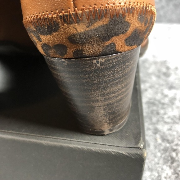 Gabor Boots Womens Size 7 Brown Ankle Booties Leather Side Zip Block Heel Straps - Picture 8 of 16